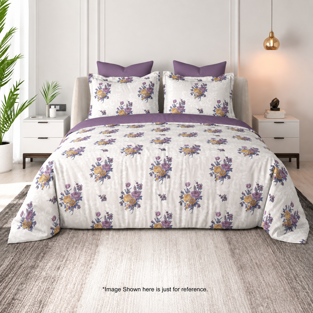 Floral Bliss King Size Pure Cotton Printed Bedsheet Set