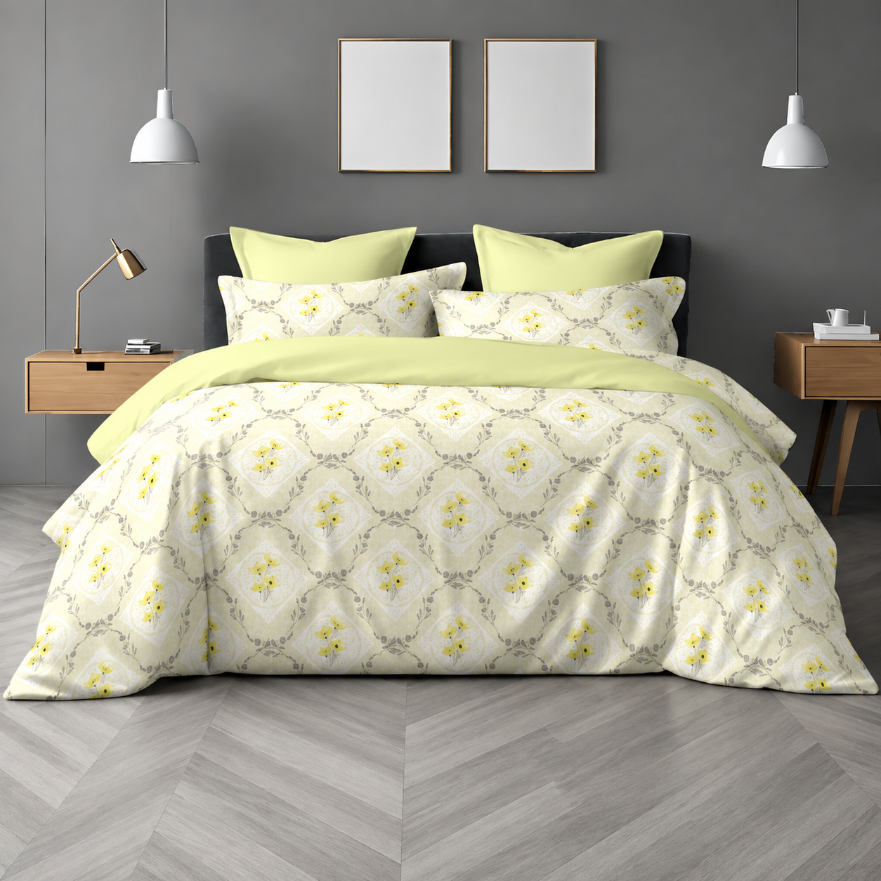 Pastello Printed Pure Cotton Super King Size Bedsheet Set
