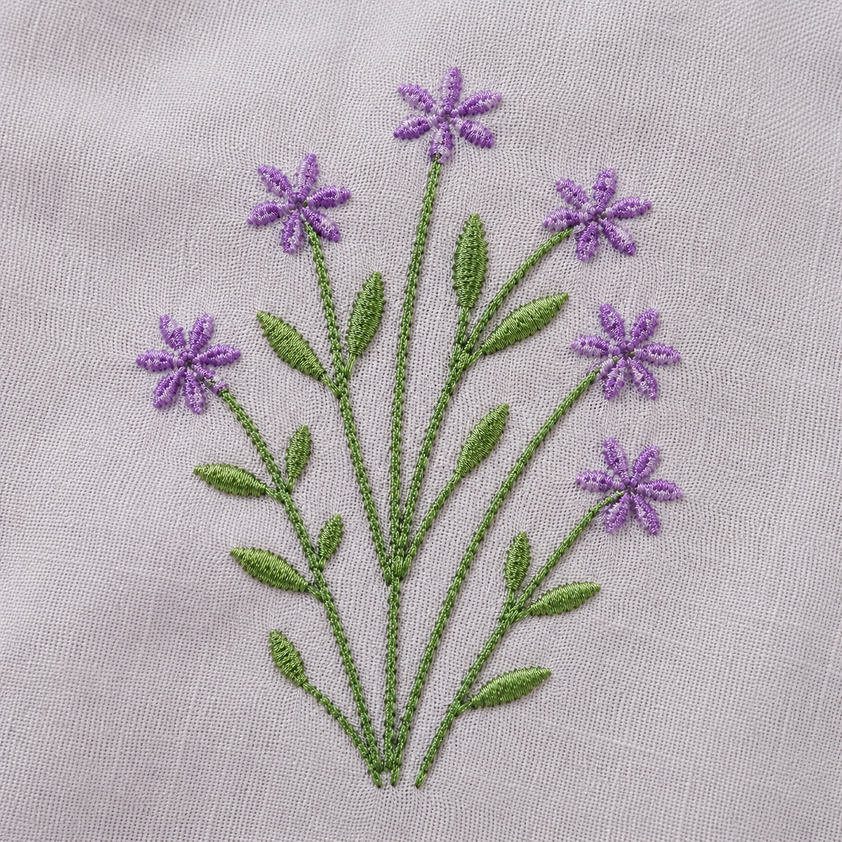 Floral Bloom Premium Pure Cotton King-Size Lavender Multicolor Floral Embroidered Bedsheet Set
