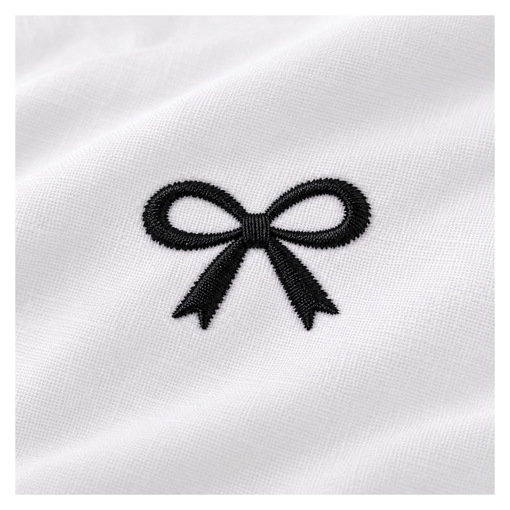 Floral Bloom Premium Pure Cotton King-Size White & Black Bow Embroidered Bedsheet Set