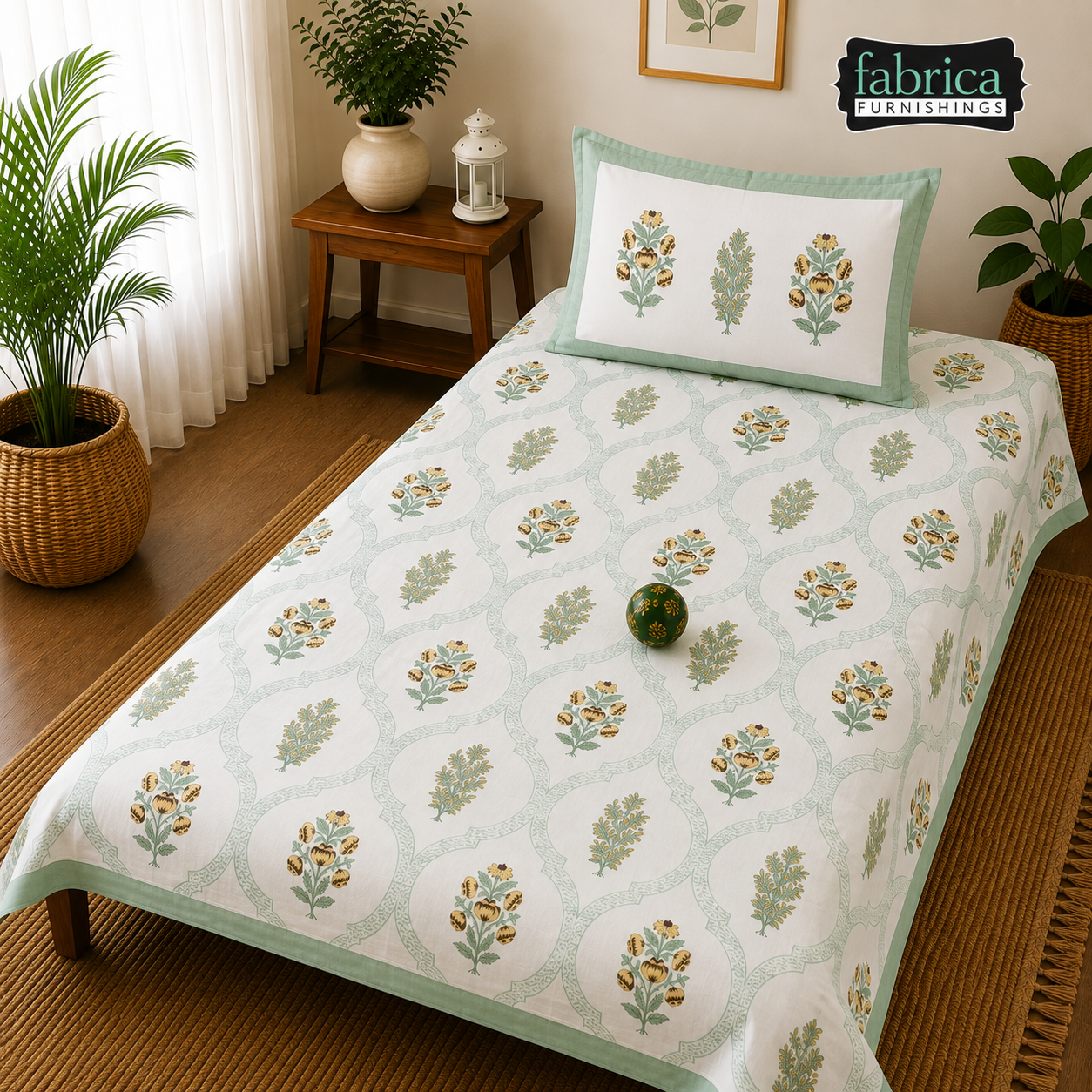 Rangsaaz Elegant Floral Printed Single Bed Pure Cotton Bedsheet Set