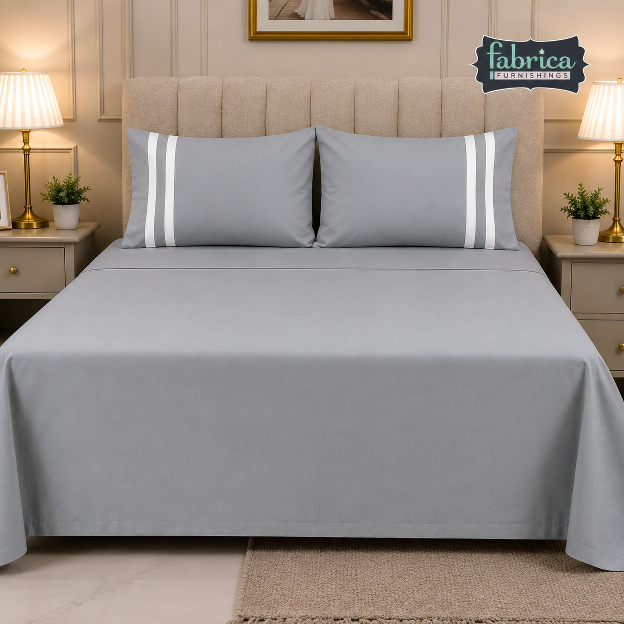 Serene Premium Solid Grey King Size Cotton Bedsheet with 2 Pillow Covers