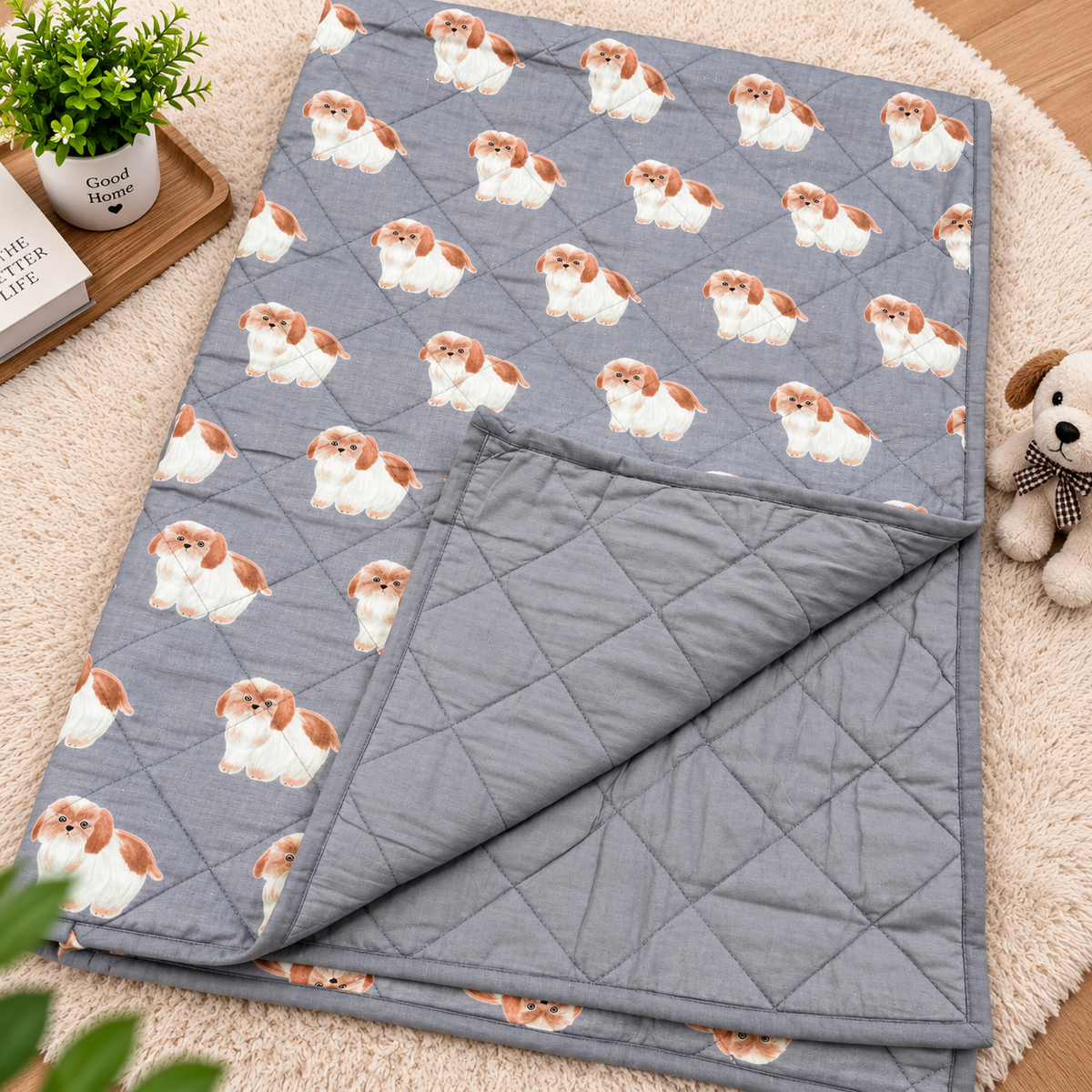Kidee Puppy Printed Pure Mul Cotton Reversible Baby Quilt