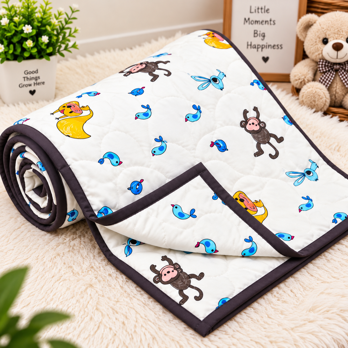 Kidee Jungle Friends Printed Pure Mul Cotton Reversible Baby Quilt