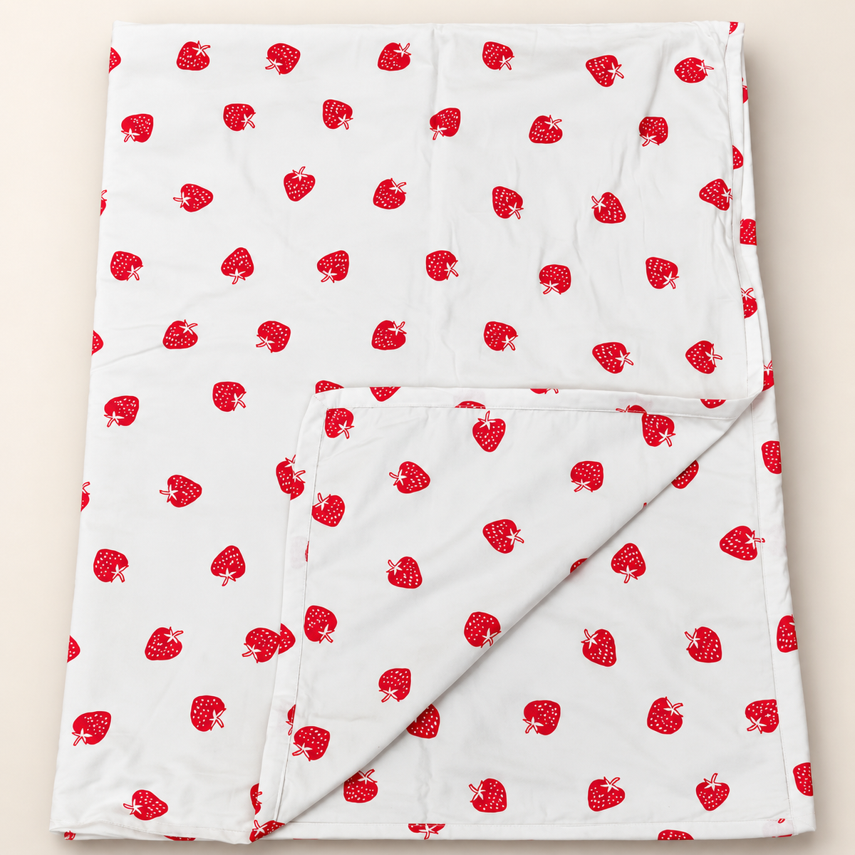 Baby Grace Strawberry Printed Pure Mul Cotton Reversible Baby Quilt