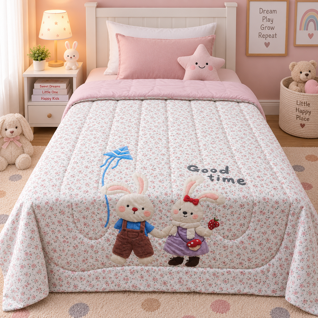 Giigle Kids Good Time Bunny Printed Imported Cotton Comforter