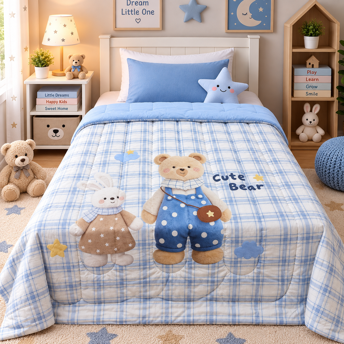 Giigle Kids Cute Baby Cartoon Printed Imported Cotton Comforter