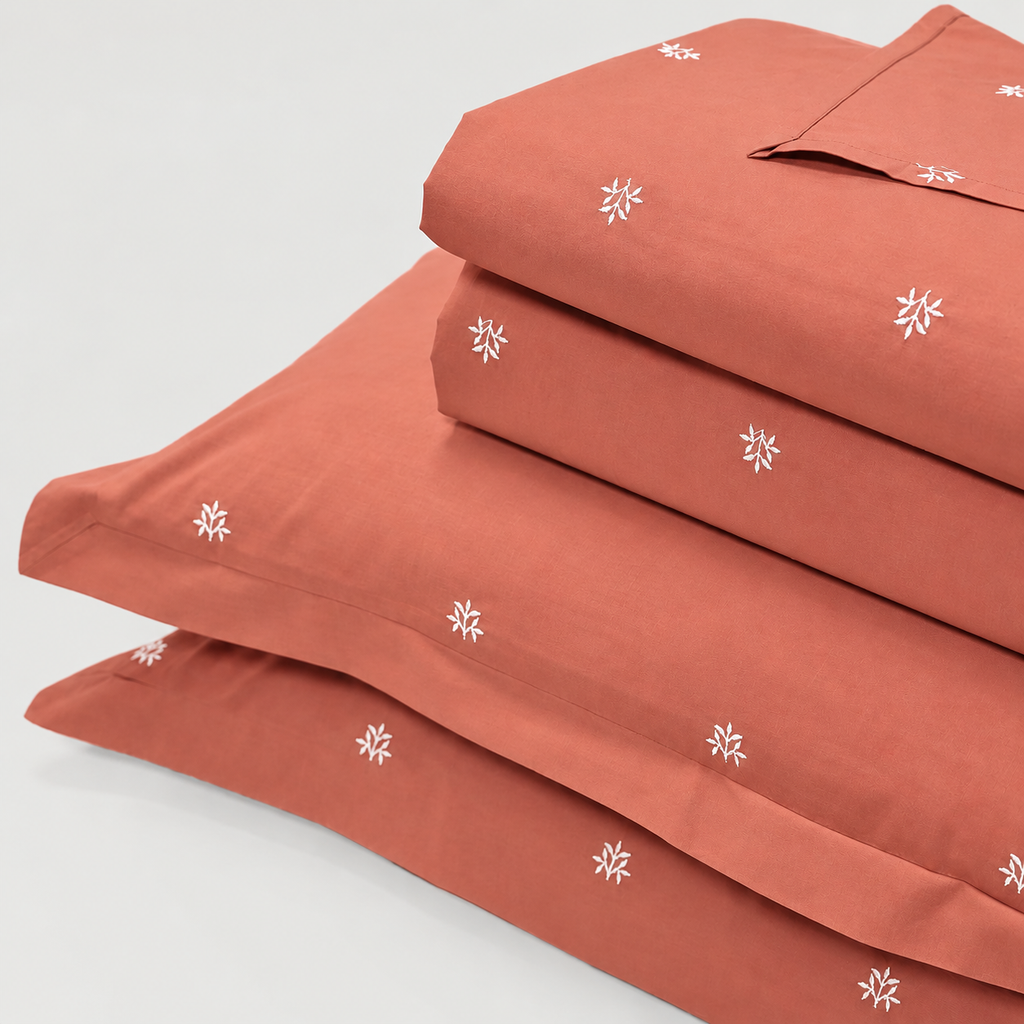 Tiny Bloom pure cotton king size Embroidered bedsheet