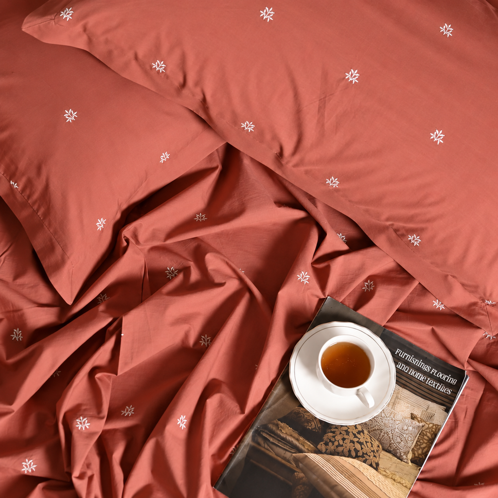 Tiny Bloom pure cotton king size Embroidered bedsheet