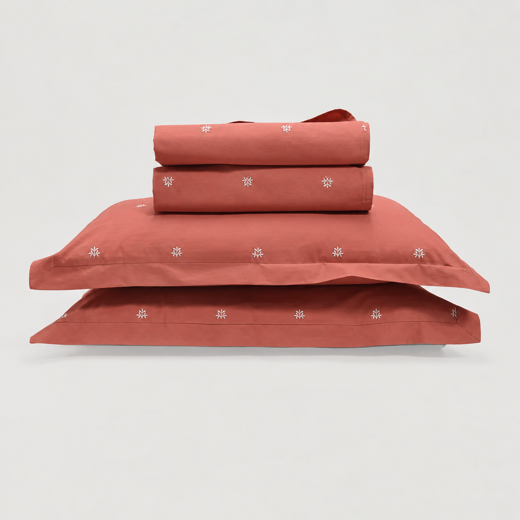 Tiny Bloom pure cotton king size Embroidered bedsheet