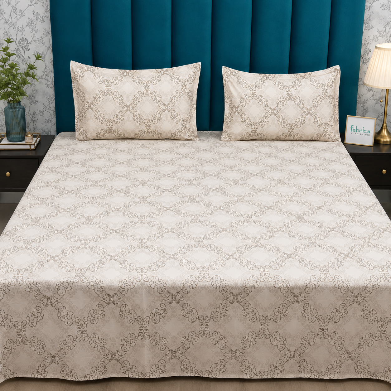 Petal Paradise Queen Size Pure Cotton Printed Bedsheet