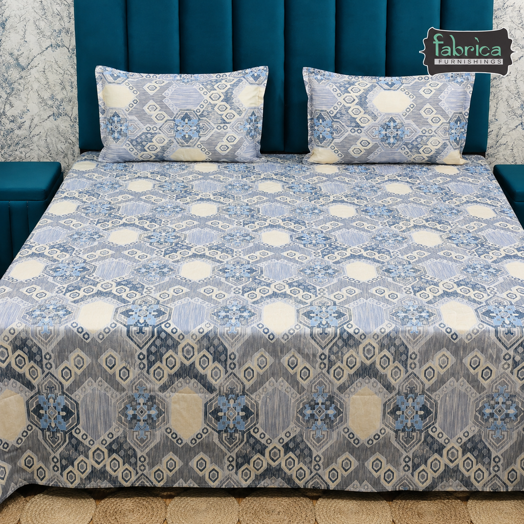 Petal Paradise Queen Size Pure Cotton Printed Bedsheet
