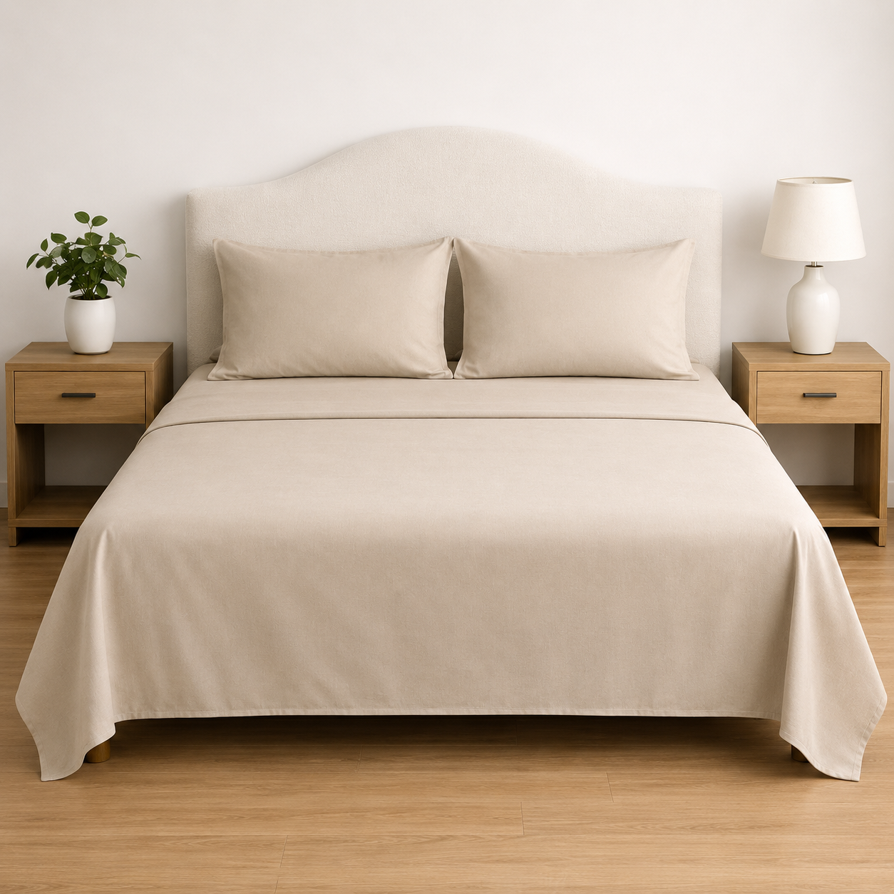 Premium Solid Pure Cotton Queen Size Bedsheet Set