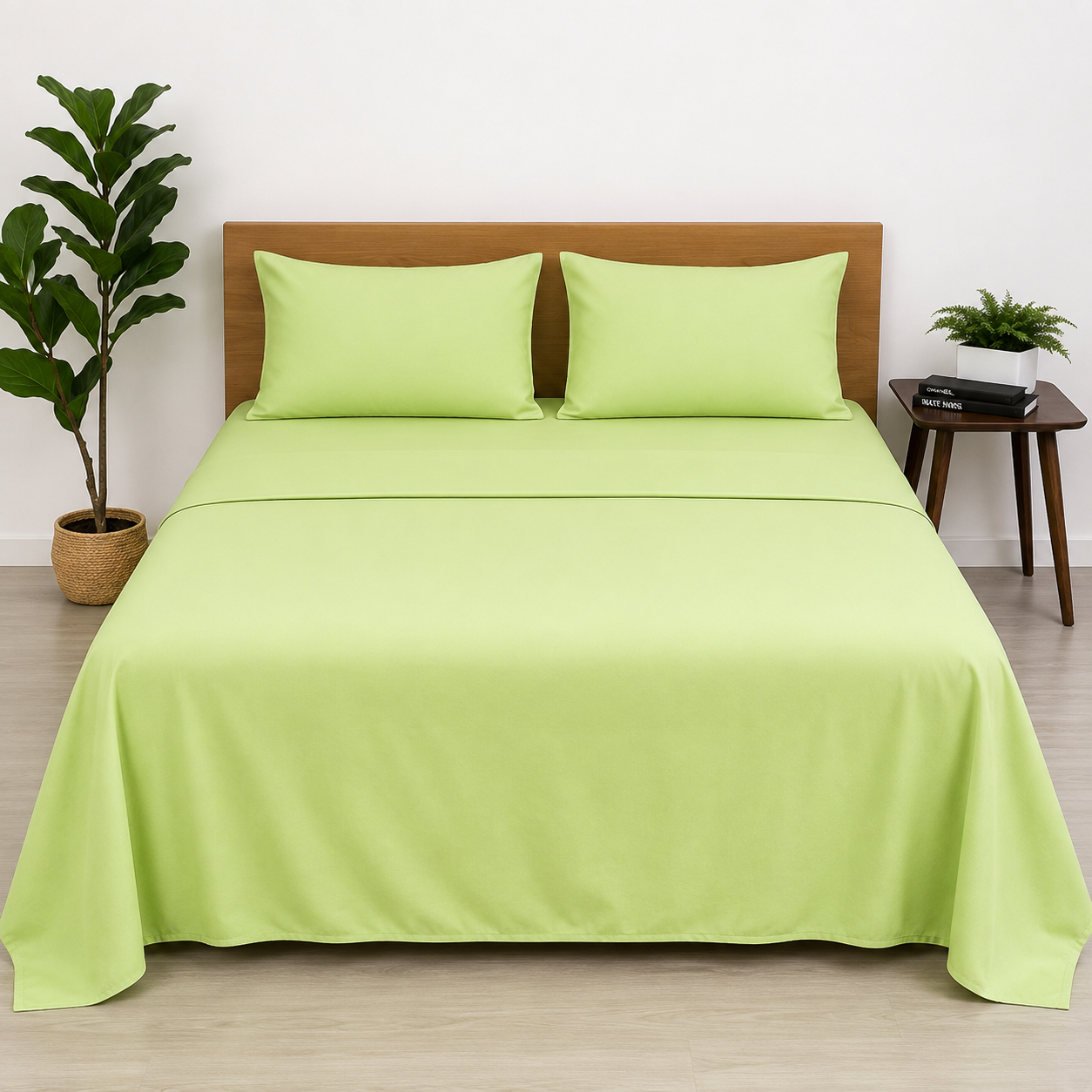 Premium Solid Pure Cotton Queen Size Bedsheet Set