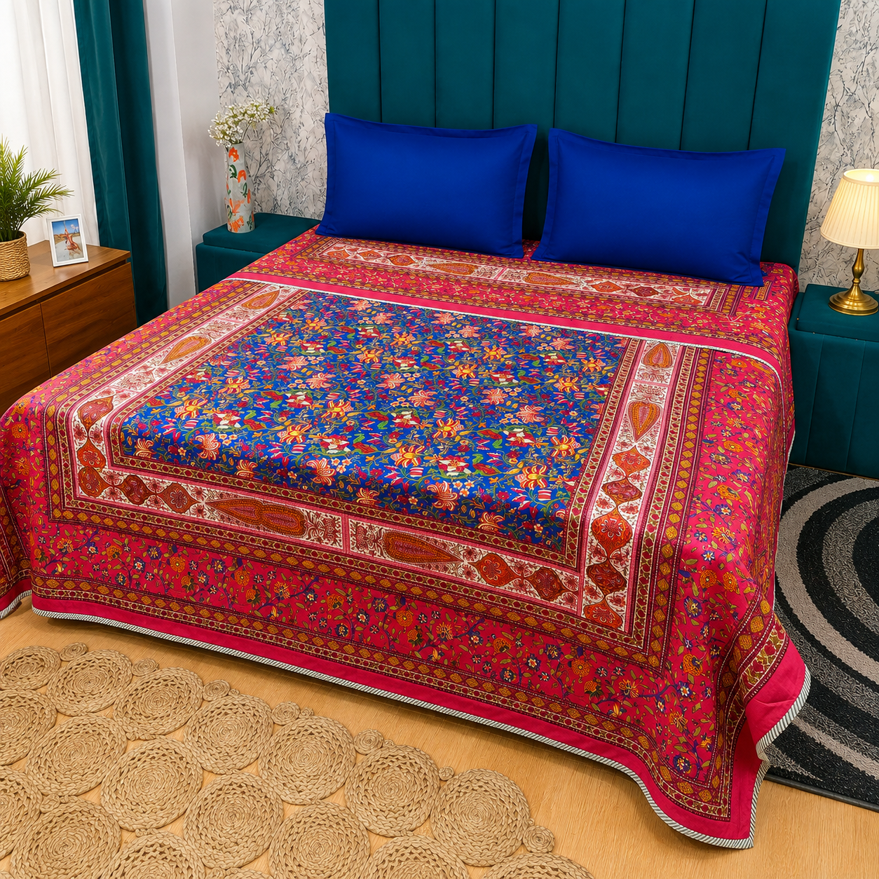 Rangoli Multicolor Floral Handblock Printed Double Dohar