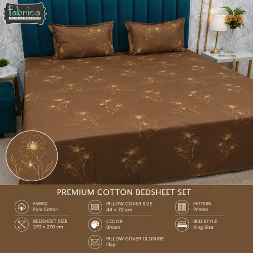 Abstract Dark Base Printed Premium Pure Cotton King Size Bedsheet
