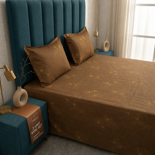 Abstract Dark Base Printed Premium Pure Cotton King Size Bedsheet