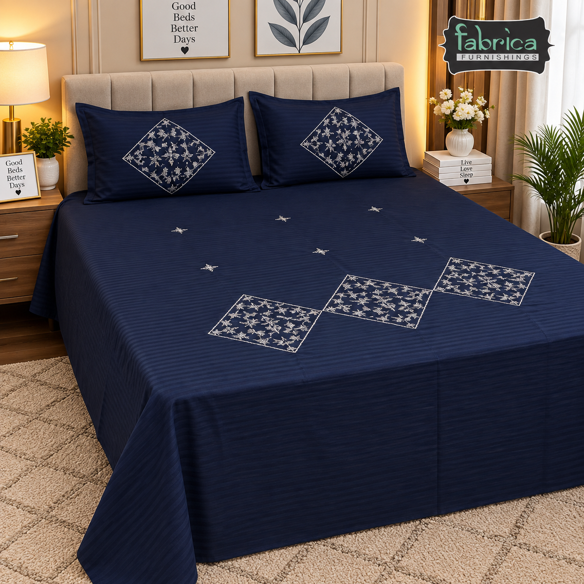 Fabby Royal Embroidered king Size Double Bed Bed Sheets