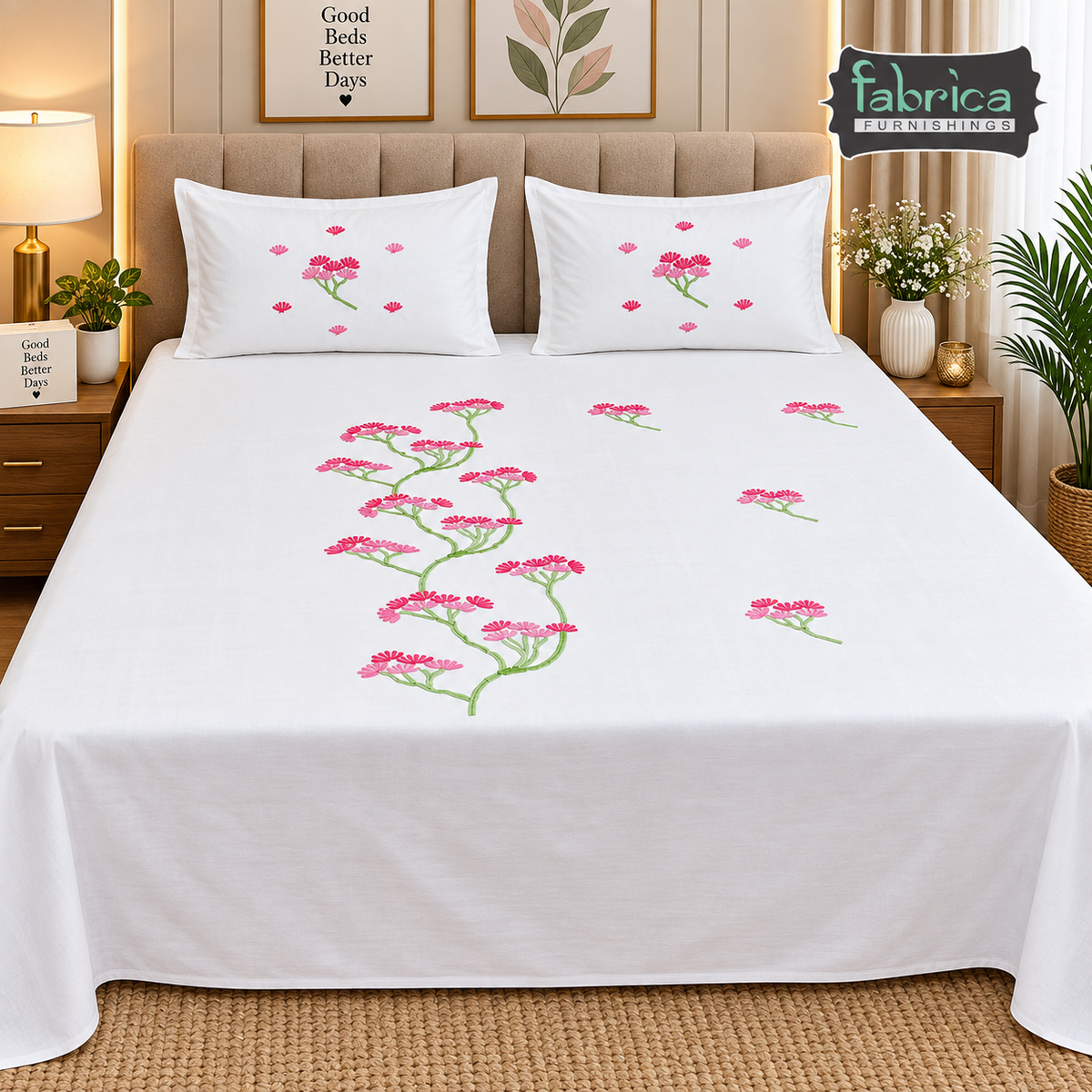 Decor Classic Embroider Cotton Designer King Size Bedsheet