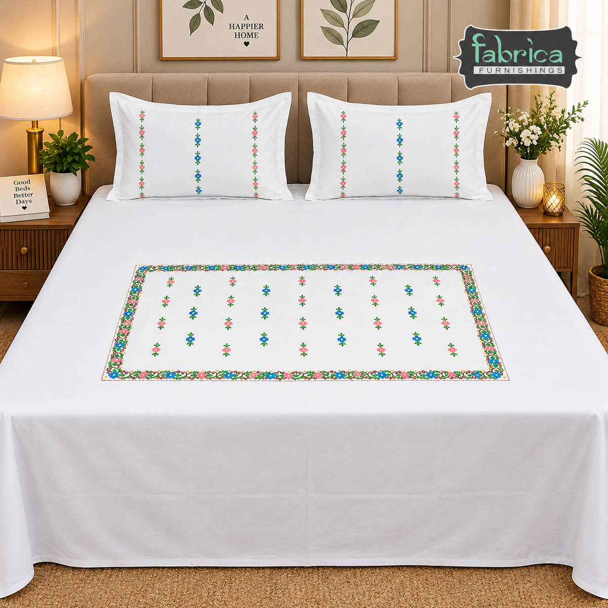 Fabby Royal Designer Embroider king Size Bed Sheets0
