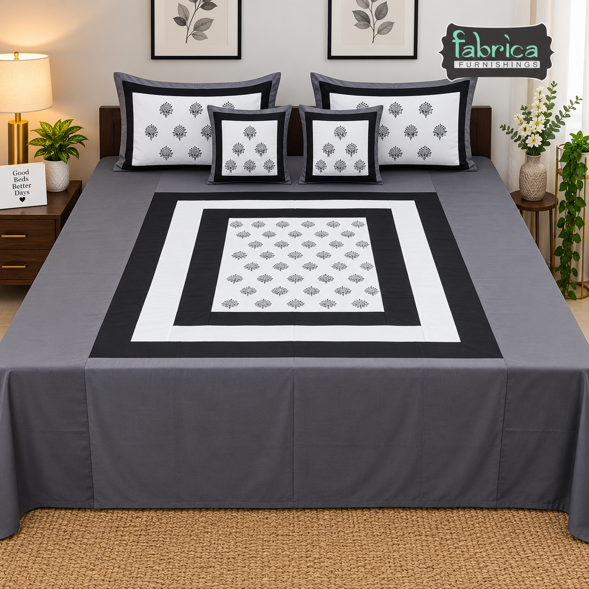 Elite King Size Pure Cotton 5 Pcs Embroidered Bedding Set