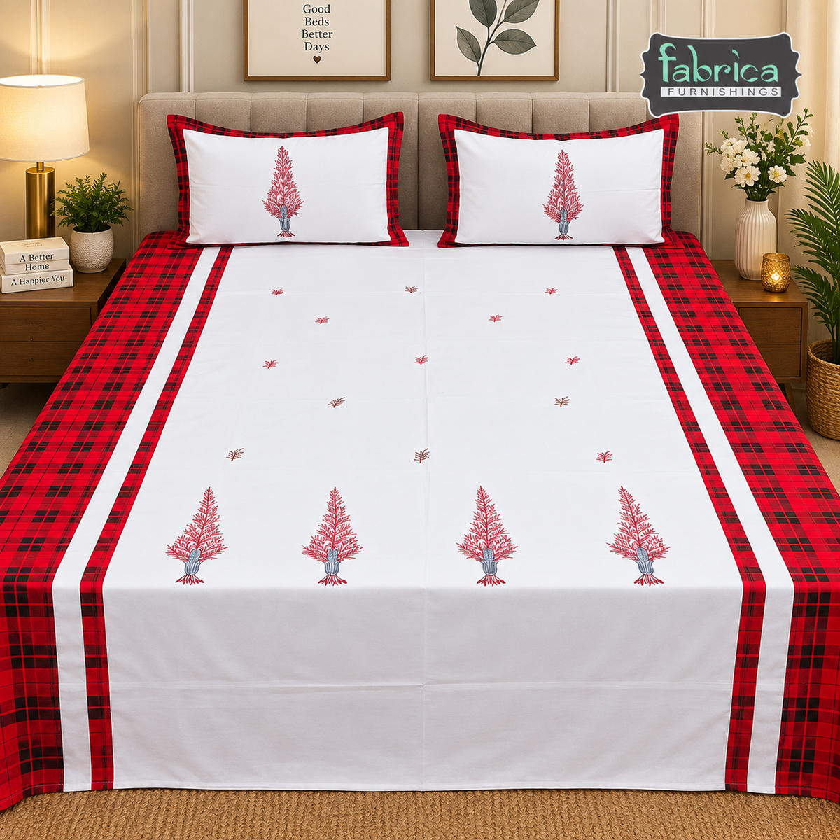 CHRISTMAS KING SIZE EMBROIDERED BEDSHEET SET