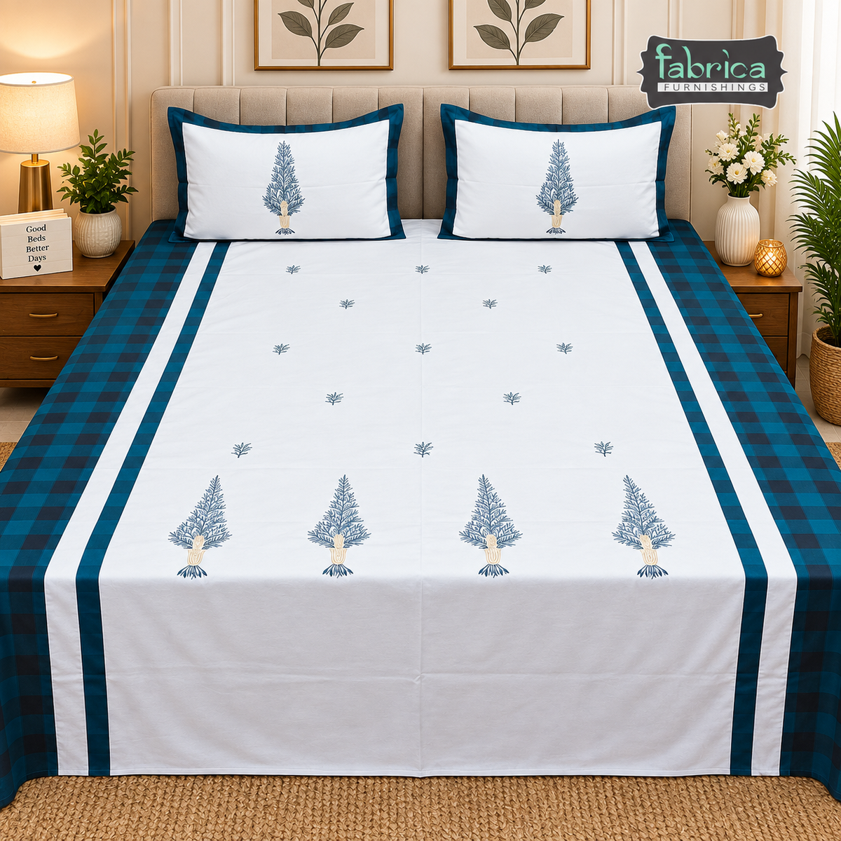CHRISTMAS KING SIZE EMBROIDERED BEDSHEET SET