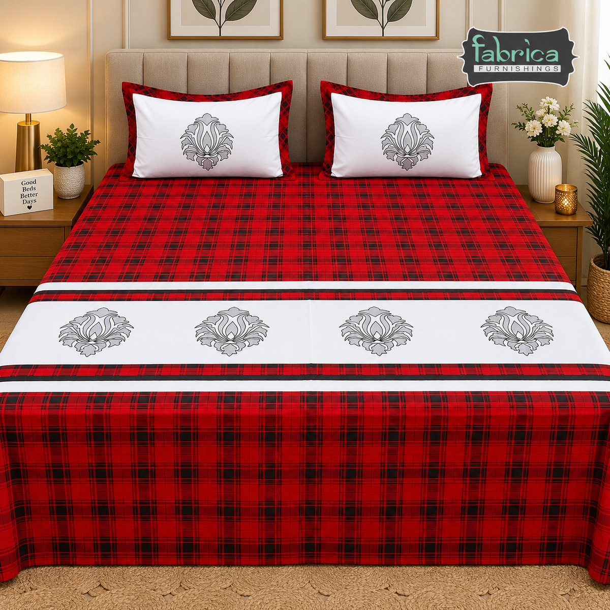 Fabby Home Decor Designer Kingsize Embroidered Bedsheet