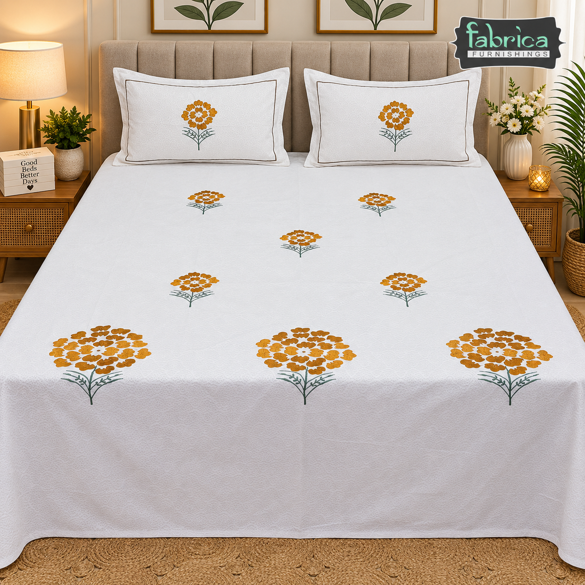 Fabby Home Designer Embroider king Size Bed Sheets