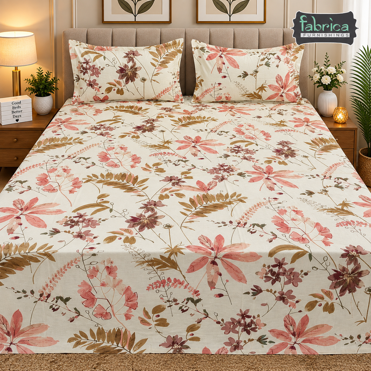 Pearl Print Premium Pure Cotton king Size Bedsheet