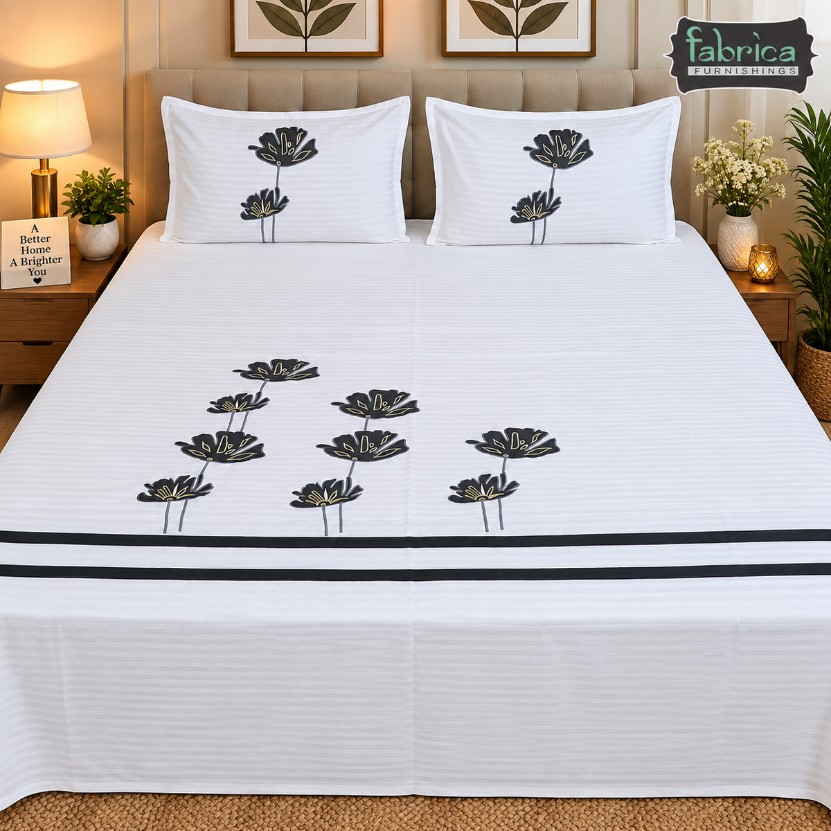 Fabby Royal Designer Patchwork Embroider king Size Bed Sheets