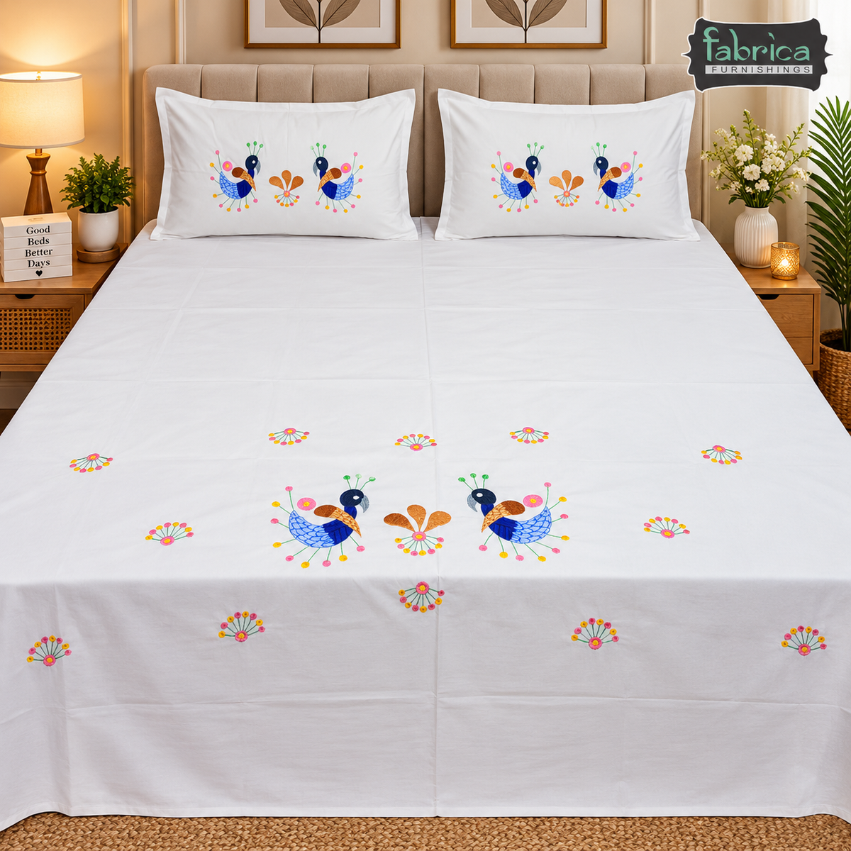 Decor Classic Embroider Cotton Designer King Bed Sheets