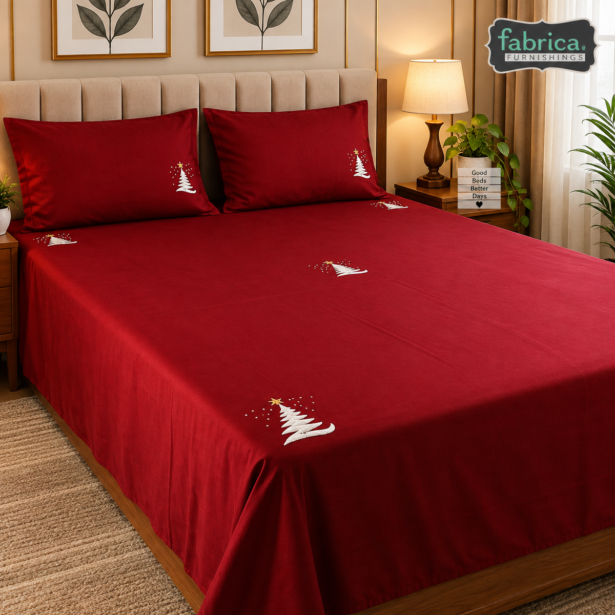 Floral Bloom Embroidered King Size Pure Cotton Bedsheet Set