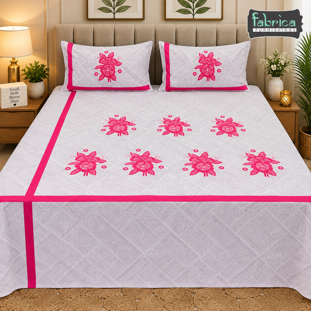 Fabby Royal Designer Embroider Double Bed king Size Bed Sheets