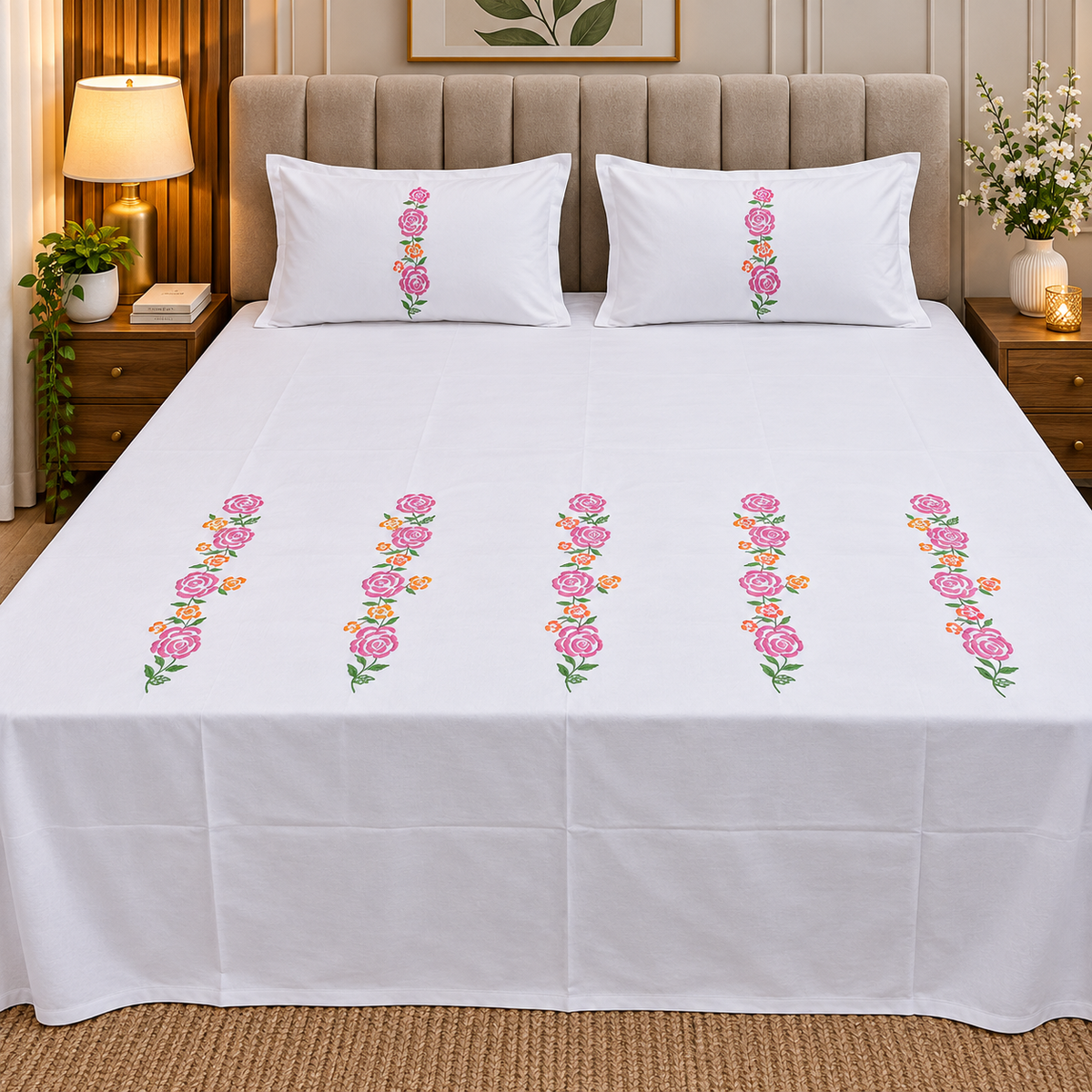 Decor Classic Embroider Cotton Designer King Size Bed Sheets