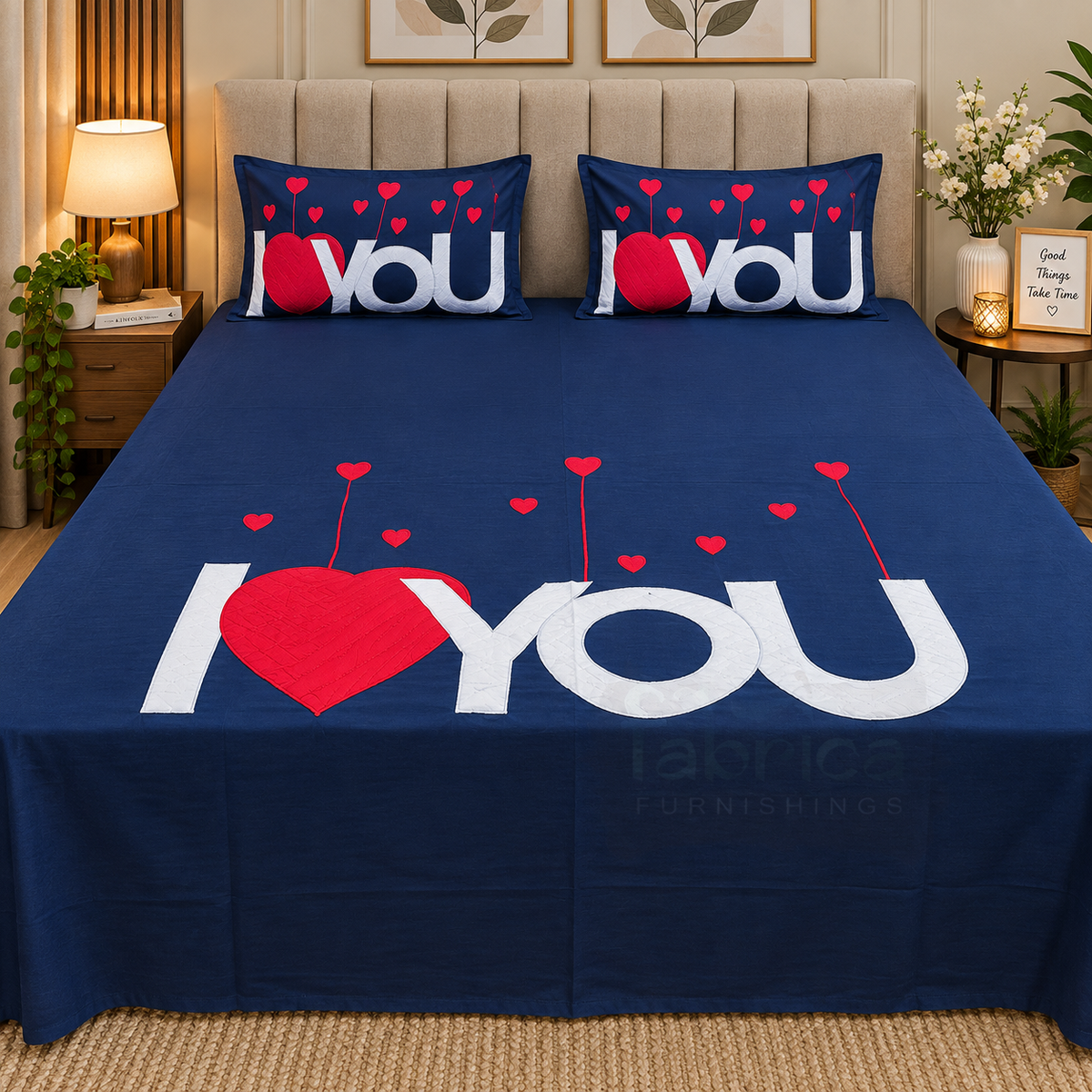 Fabby Home Designer  Embroider king Size pure cotton Bed Sheets