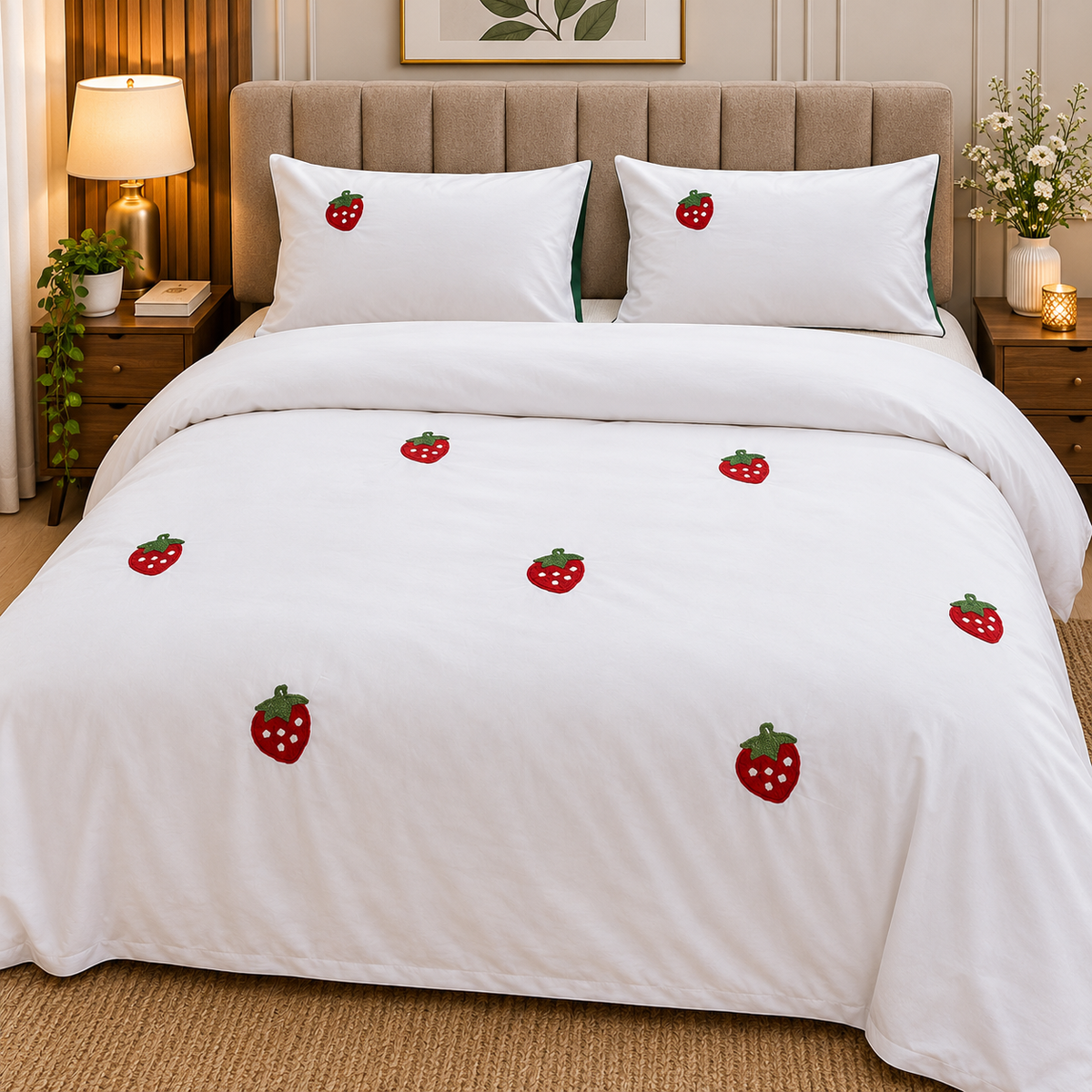 Floral Bloom Embroidered King Size Pure Cotton Bedsheet Set