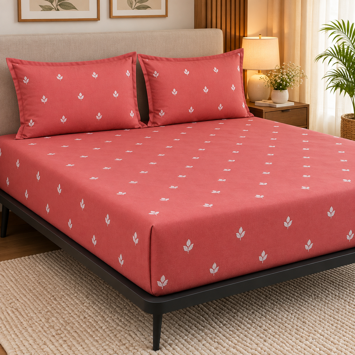 Tiny Bloom pure cotton king size Embroidered bedsheet