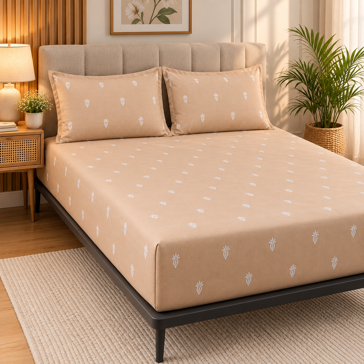 Tiny Bloom pure cotton king size Embroidered bedsheet
