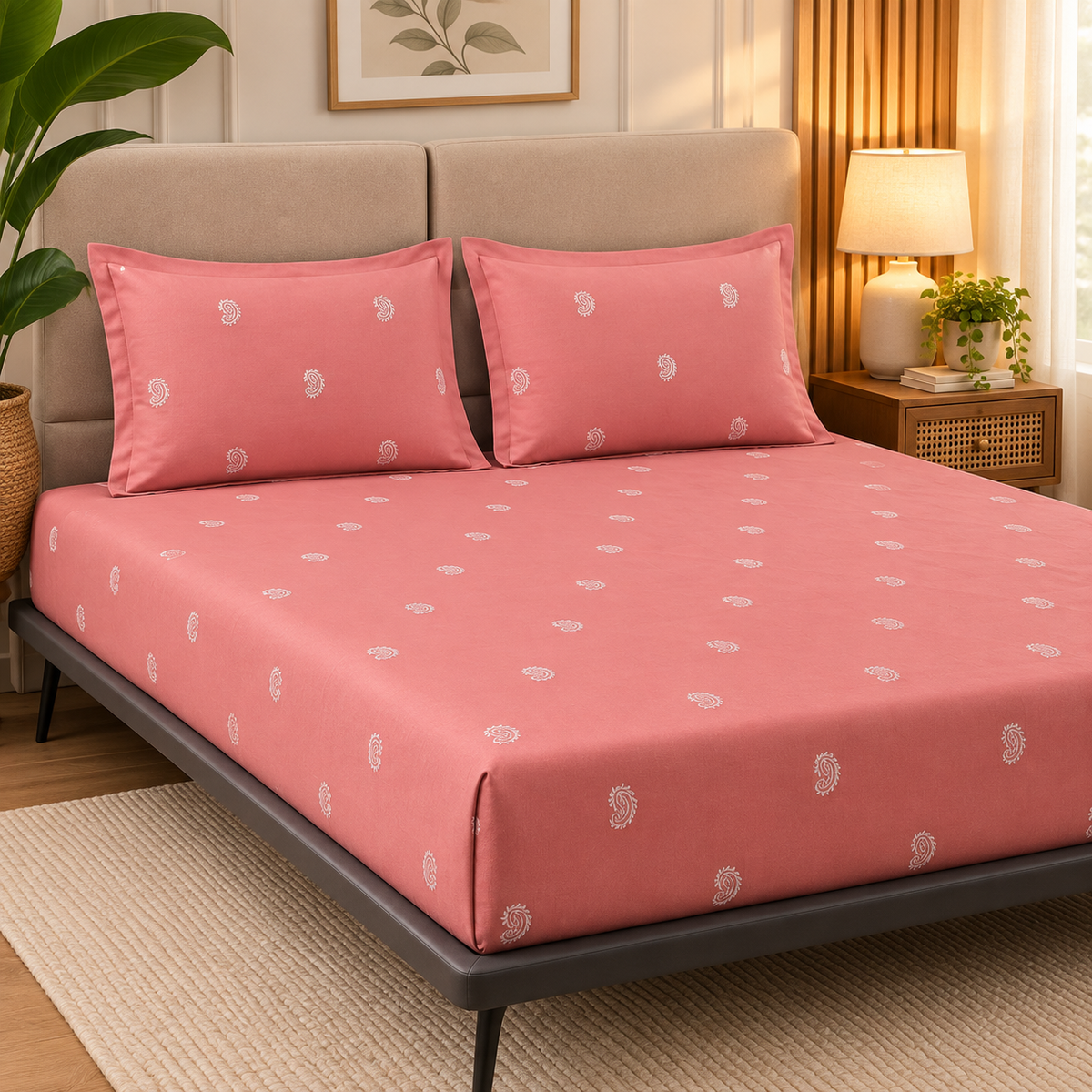 Tiny Bloom pure cotton king size Embroidered bedsheet