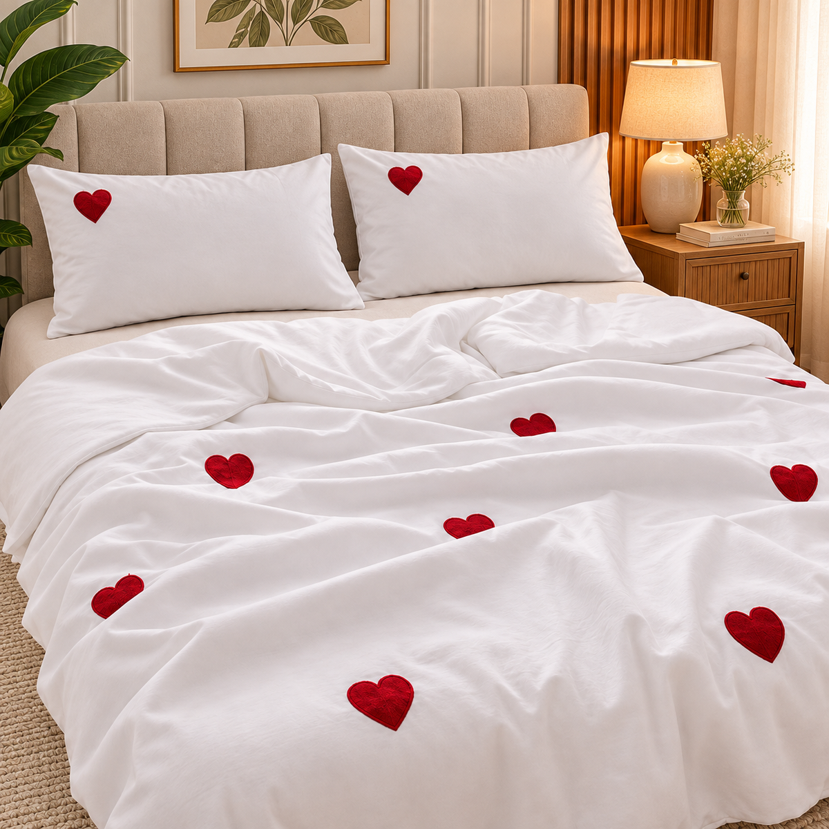 Floral Bloom Embroidered King Size Pure Cotton Bedsheet Set