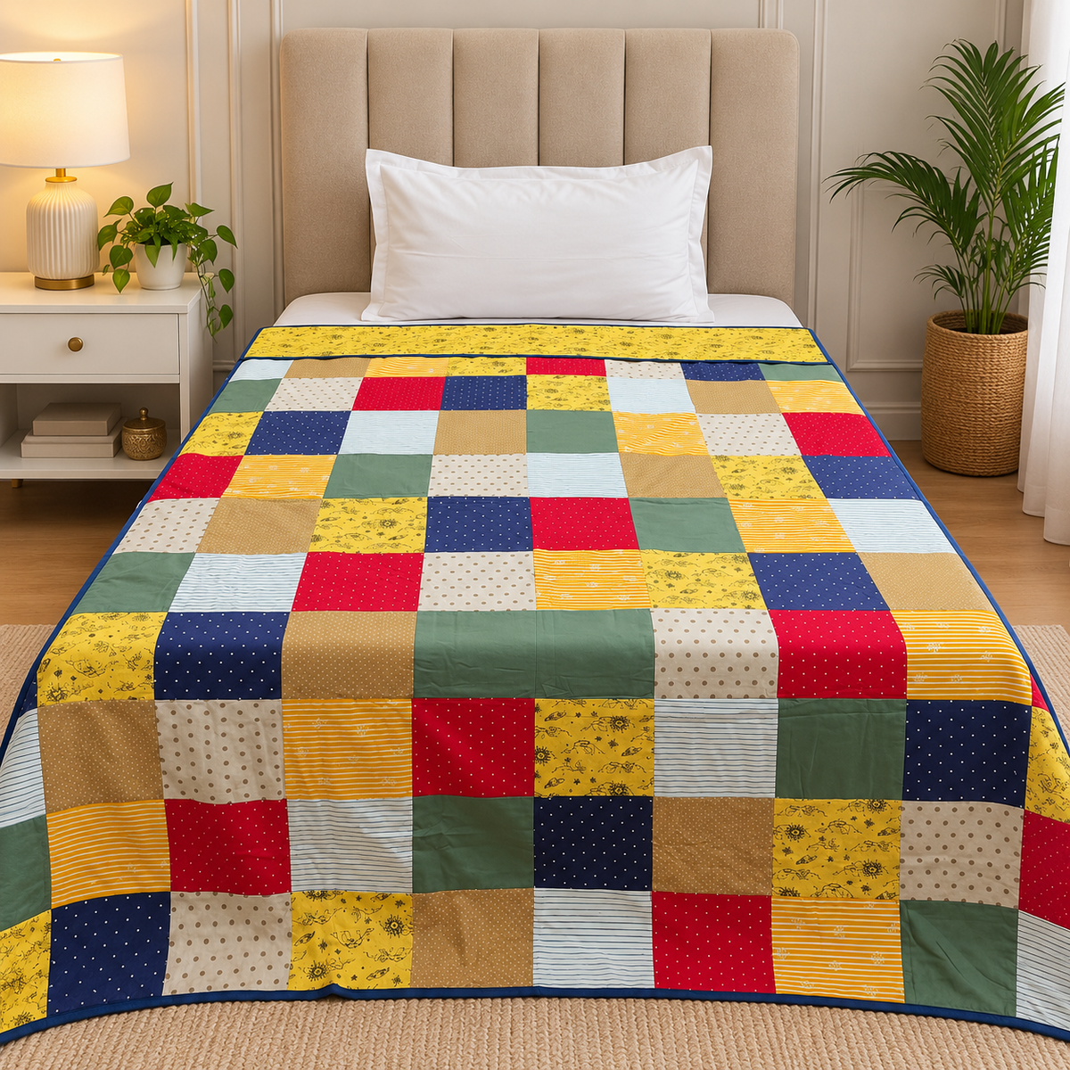 Sunehri Multicolor Patchwork Printed Single Bed Dohar