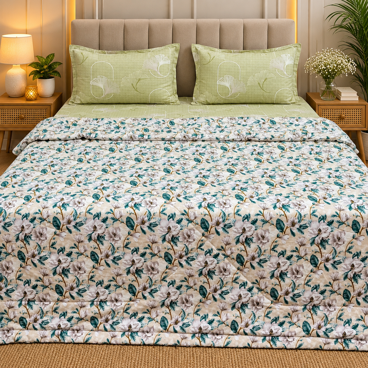 Cloudnest King Size Printed Reversible Comforter/ Quilt