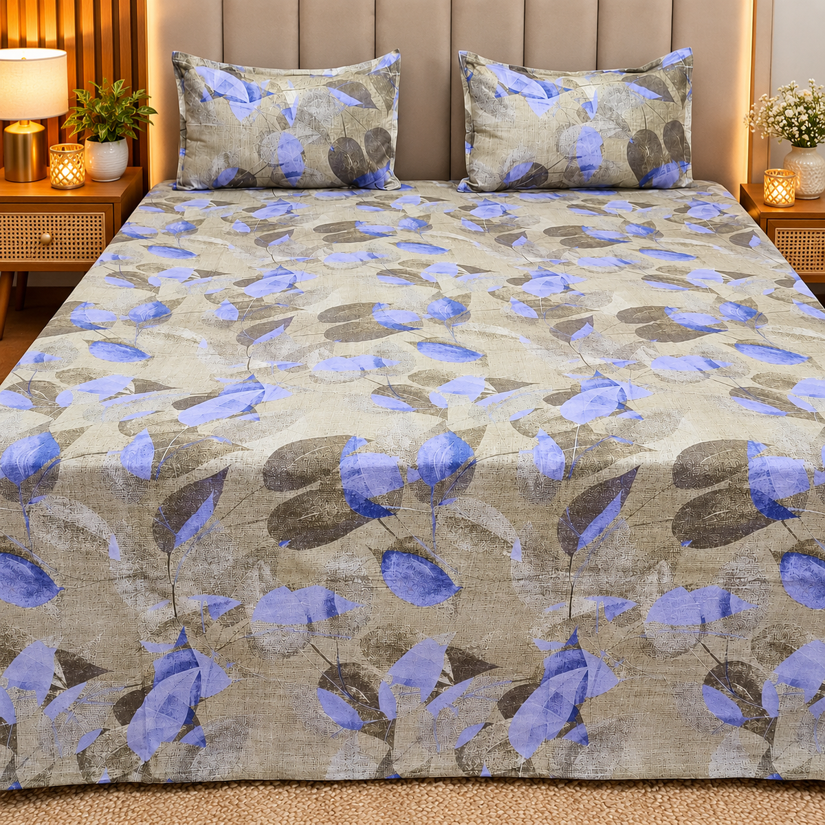 Platinum printed Pure Cotton King Size Bed Sheets
