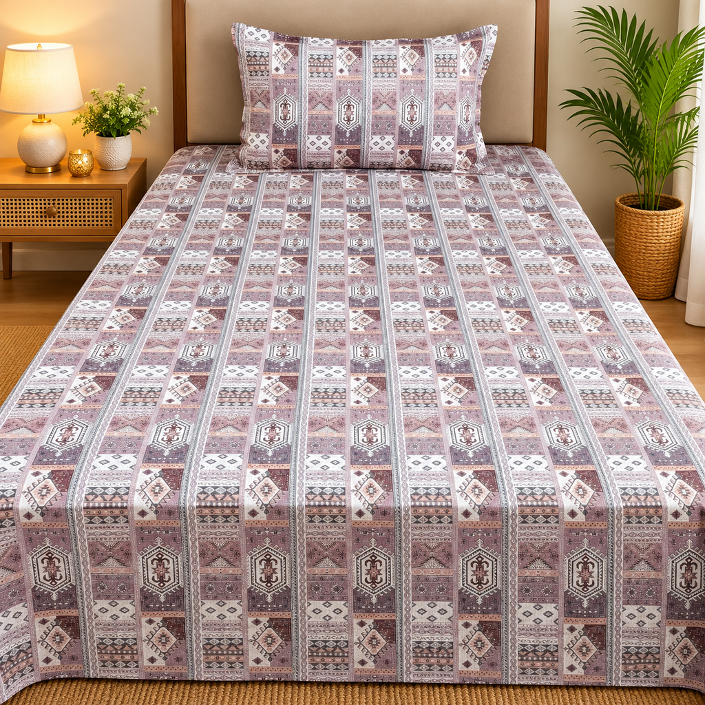 Calm Petals  Printed Pure Cotton Single Bed Sheet