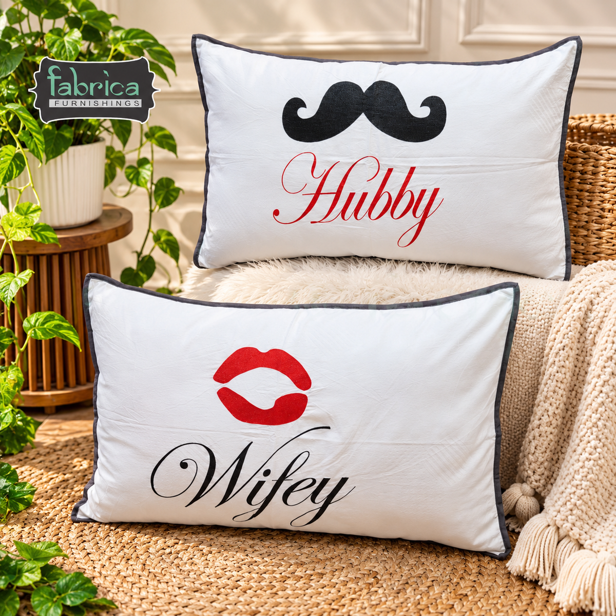 Love in the Air  Hubby & Wifey Pillow Cover Pair