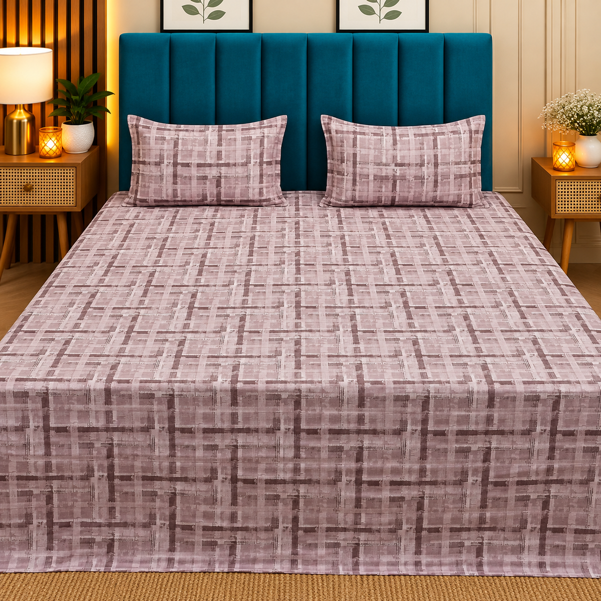 Platinum printed Pure Cotton King Size Bed Sheets