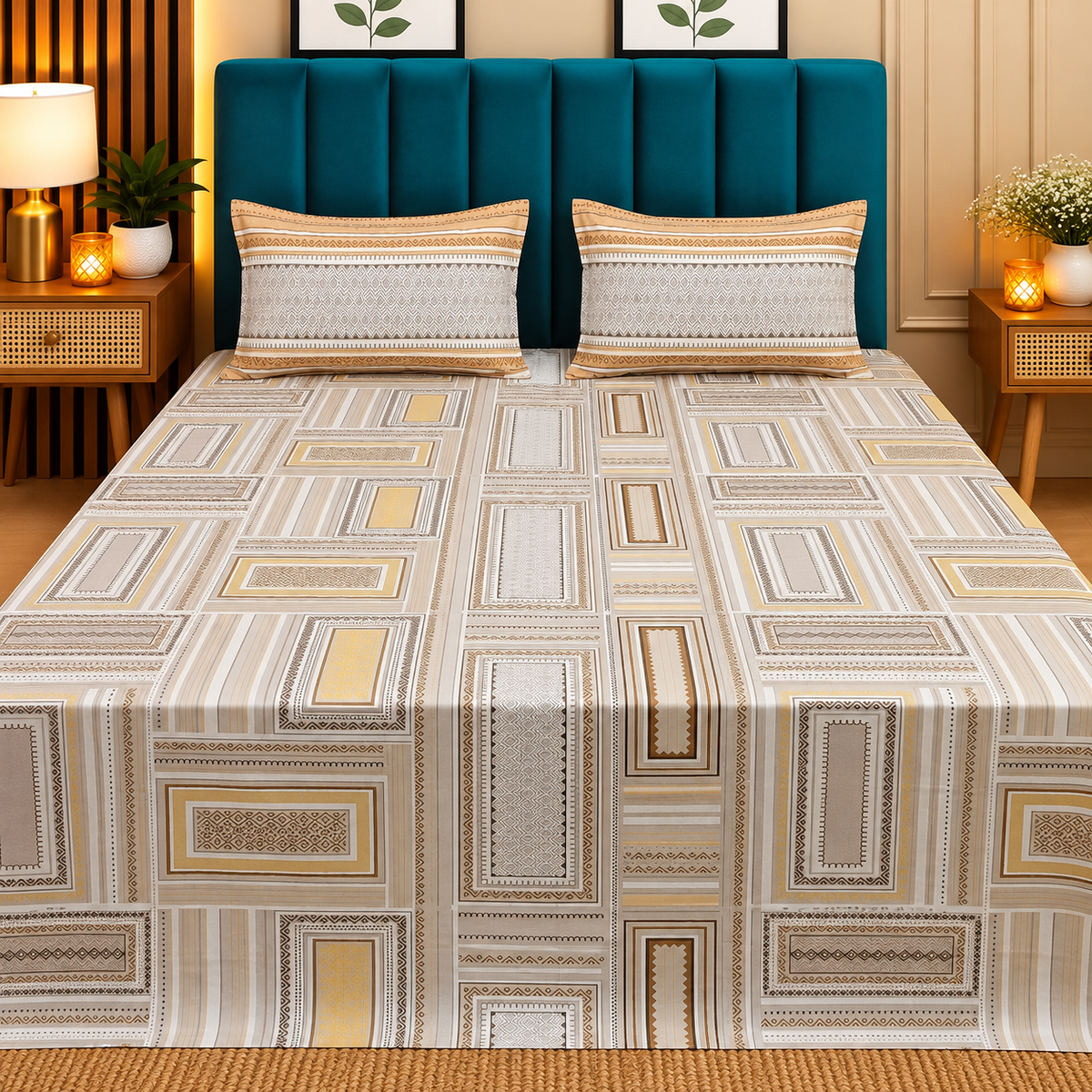 Irish printed  super king size pure cotton bedsheet