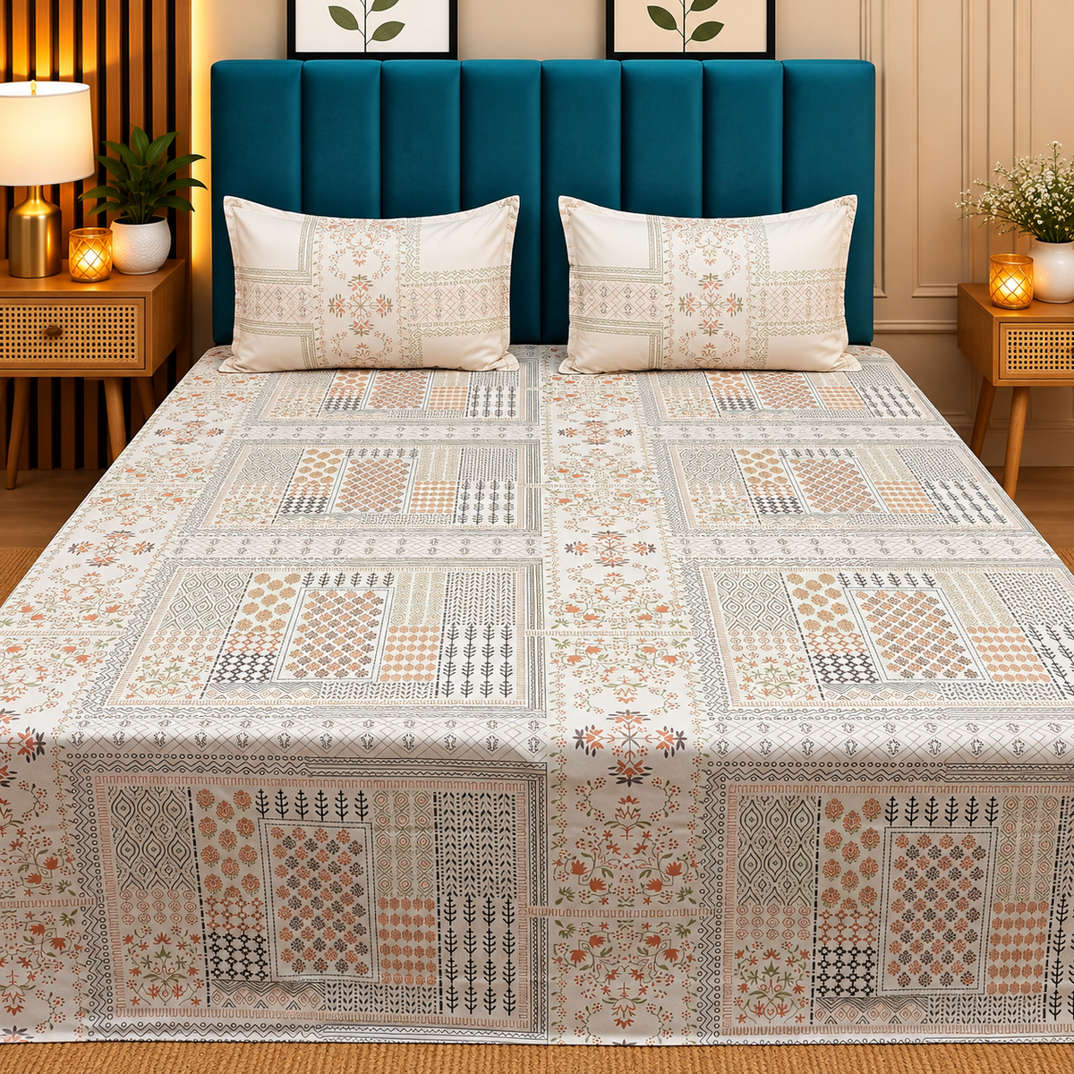 Irish printed  super king size pure cotton bedsheet