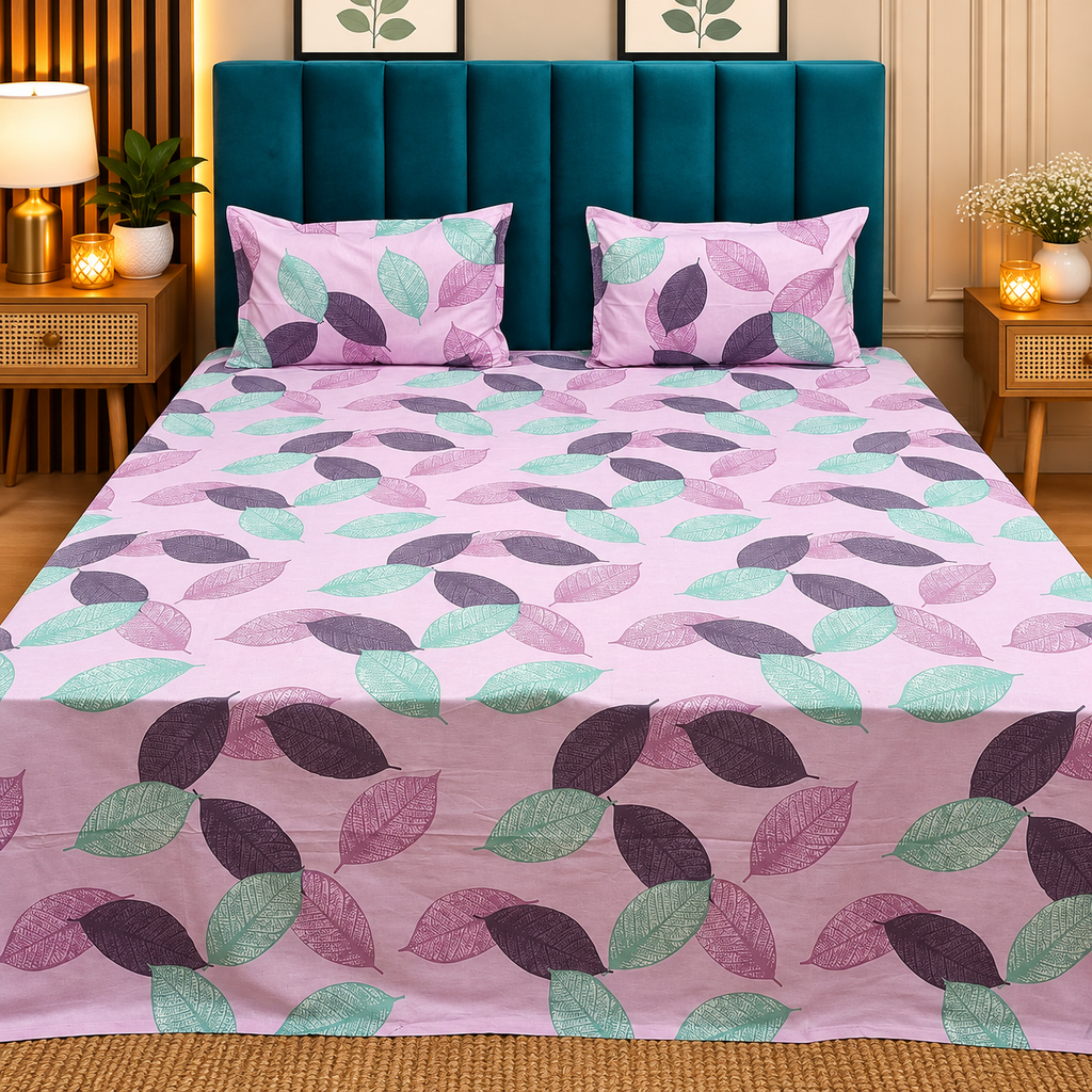 Platinum printed Pure Cotton King Size Bed Sheets